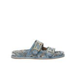 Fendi Feel Ff Jacquard Velvet Slides Light Blue 8X8326Aotmf1R88