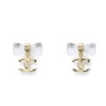 Chanel D25 Cc Bow Earrings Gold Metal Abf537 B19997 Nafvg