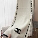 Chanel Cc Logo Cashmere Scarf White 180Cm - Image 3