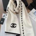 Chanel Cc Logo Cashmere Scarf White 180Cm - Image 4