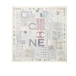 Chanel Square Scarf Silk Twill Multicolor In Ecru 90Cm Aa8619 B09320 Nk635