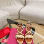 Valentino Garavani Woven Raffia Wedge Espadrilles Beige - Image 5