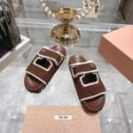 Miumiu Crochet Knit Slides Brown 5Xx641 2Cq2 F0Cms F 010 - Image 3