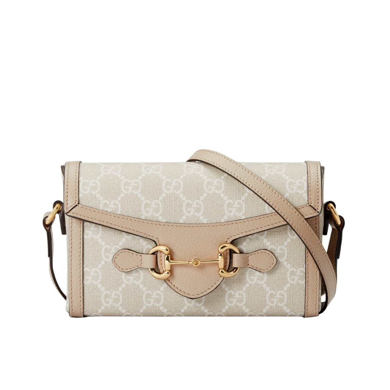 3-1-7 Gucci Horsebit 1955 Mini Bag Beige And White Gg Supreme 18Cm 699296 Uulbg 9683 - Image 1
