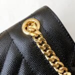 Saint Laurent Envelope Medium In Quilted Grain De Poudre Embossed Leather Black Gold 24Cm 600185Bow911000 - Image 7