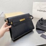 Saint Laurent Manhattan Small In Shiny Crocodile Embossed Leather Black Gold 24Cm 675626Dnd0W1000 - Image 2