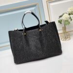 Valentino Garavani Medium Straw Summer Tote Black 35Cm - Image 4