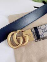 Gucci Gg Marmont Reversible Belt Gold Metal Beige Blue 38Mm 659416 92Tic 9769 - Image 6