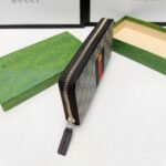 Gucci Supreme Canvas Bee Leather Wallet Long Round Zipper Web Beige Ebony 21Cm - Image 3