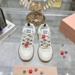 Miumiu Tyre Technical Fabric And Suede Sneaker Cloudy Ivory 5E417E Zjm F0304 F 005 - Image 2