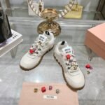 Miumiu Tyre Technical Fabric And Suede Sneaker Cloudy Ivory 5E417E Zjm F0304 F 005 - Image 3