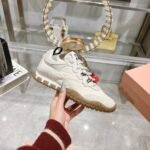 Miumiu Tyre Technical Fabric And Suede Sneaker Cloudy Ivory 5E417E Zjm F0304 F 005 - Image 5