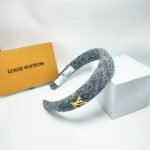 Louis Vuitton Lv Tweed Headband With Gold Hardware In Light Grey - Image 2