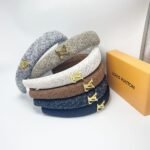 Louis Vuitton Lv Tweed Headband With Gold Hardware In Salt And Pepper - Image 3