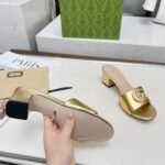 Gucci Nojum Women’s Slide Sandal Metallic Gold ‎817257 B8B00 8024 - Image 2