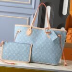 Louis Vuitton Neverfull MM Bag Monogram Denim Blue 31Cm - Image 2