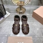Miumiu Ruches Nappa Fisherman’s Sandals Briarwood 5E395E Efx F0Nbl F 005 - Image 2
