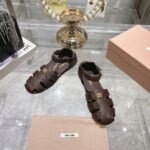 Miumiu Ruches Nappa Fisherman’s Sandals Briarwood 5E395E Efx F0Nbl F 005 - Image 3