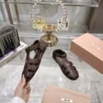 Miumiu Ruches Nappa Fisherman’s Sandals Briarwood 5E395E Efx F0Nbl F 005 - Image 5