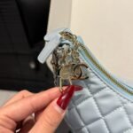 Chanel Hobo Bag Shiny Silver Metal Light Blue 20Cm - Image 7