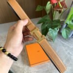 Summer Set: Hermes Garden Party 30 Handbag Canvas Orange And Belt Togo Swift Gold Buckle Brown - Image 3