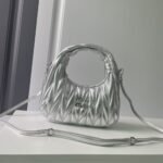 Miumiu Wander Matelassé Nappa Hobo Bag Silver 23Cm 5Bc125 An88 F0118 V Ooy - Image 2
