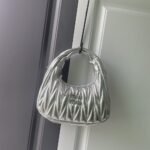 Miumiu Wander Matelassé Nappa Hobo Bag Silver 23Cm 5Bc125 An88 F0118 V Ooy - Image 3