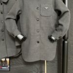 Prada Single Breasted Cashgora Coat Gray - Image 6
