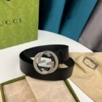 Gucci Leather Belt With Gold Interlocking G 4Cm - Image 6