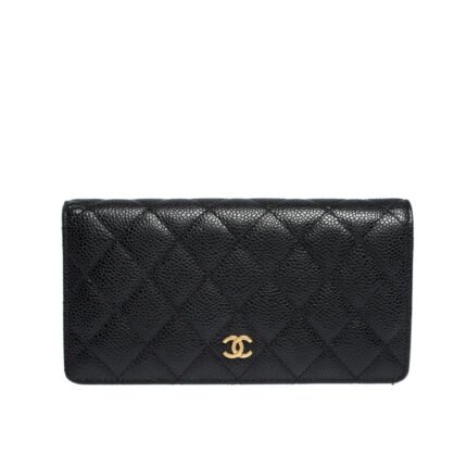 Chanel Black Caviar Leather Classic Long Flap Wallet 19.5Cm