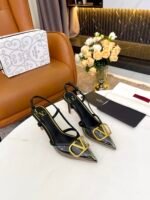 Valentino Garavani Vlogo Pvc And Leather Slingback Pumps Black - Image 2