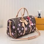 Summer Set: Louis Vuitton X Takashi Murakami Keepall Bandoulière 45 Brown 45Cm And Zippy Wallet Sakura Brown 19Cm - Image 4