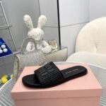 Miumiu Raffia Effect Woven Fabric Slides Black 5Xx644 3Lom F0002 F 005 - Image 5