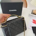 Summer Set: Chanel Small Vanity Case Ss22 Black And Multi Letters Square Silk Scarf Black White - Image 4