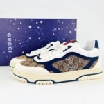 Gucci Men Re Web Trainer Beige And Blue Gg Canvas 821730 Aaemc 9566 - Image 2