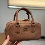 Miumiu Arcadie Padded Suede Top Handle Bag Cocoa Brown 23Cm 5Bb142 2Cs4 F0324 V Oon - Image 3