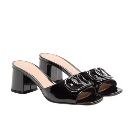 Valentino Vlogo Signature Patent Leather Slide Sandal Black 6W2S0Ha6Tmk 0No