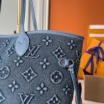 Louis Vuitton Neverfull MM Bag Monogram Denim Blue 32Cm - Image 4