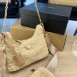 Prada Re-Edition 2005 Raffia Bag Tan 1Bh2042A2Tf0018Vv9L - Image 3