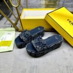 Fendi Sunshine Ff Denim Flatform Slides Blue 8R8515Aosif1Pze - Image 2