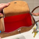 Hermes Limited Edition Gold Veau Doblis And Swift Grizzly Lindy 30 With Palladium Hardware - Image 4