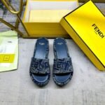 Fendi Sunshine Ff Denim Flatform Slides Blue 8R8515Aosif1Pze - Image 3