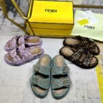Fendi Feel Ff Jacquard Velvet Slides Light Blue 8X8326Aotmf1R88 - Image 5