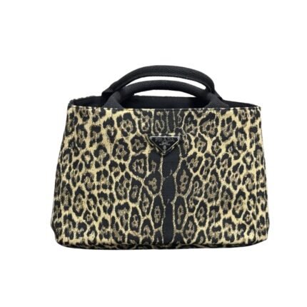 Prada Leopard Print Canapa Canvas Brown 30Cm
