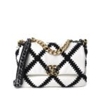 Chanel 19 Flap Bag Crochet Gold And Silver Tone White Black 24Cm AS1160 B04824 C0200