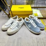 Fendi Match Denim Fabric And Suede Low Tops Light Blue 8E8670Asb3F1Sv1 - Image 5