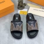 Louis Vuitton Velcro Slippers Lock Edge Brown - Image 6