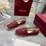 Gucci Women Espadrille With Horsebit Burgundy Gg Canvas - Image 6