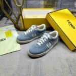 Fendi Match Denim Fabric And Suede Low Tops Light Blue 8E8670Asb3F1Sv1 - Image 2