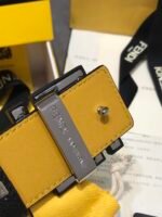 Fendi Reversible Black Leather Belt Yellow 40Mm - Image 9